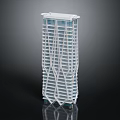 Modern Skyscraper Architectural Model Featuring Glass Facade And Unique Geometric Design 3d model