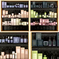 Colorful Multi layered Bathroom Cabinet Shelf With Cosmetic Bottles And Storage Boxes