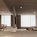 Modern Hotel Room With Wooden Elements Large Windows And Cozy Seating Area