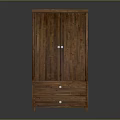 Rustic Solid Wood Storage Cabinet With Two Doors And Two Bottom Drawers