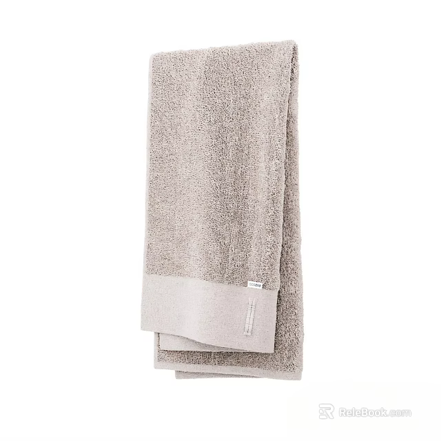 Soft Fluffy Light Gray Bath Towel With Absorbent Texture And Simple Trim 3d model 