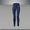 Blue Slim Fit Pants With White Stitching Detail For Fashionable Look