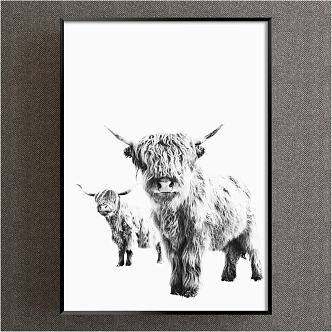 Modern Animal Painting Grey Children's Room Animal Alpaca Decorative Painting 3d model