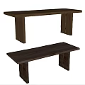 Wooden Dining Table With Rectangular Top Different Wood Tones And Sturdy Legs