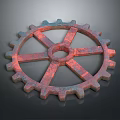 Industrial Metal Gear Hardware Tool With Red Blue Finish And Mechanical Structure