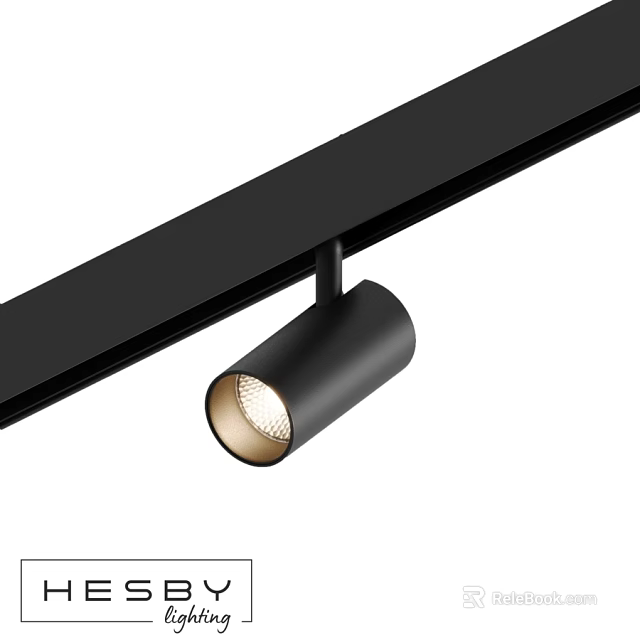 Modern Black Track Ceiling Light With Cylindrical Lamp Head And Warm Light 3d model 