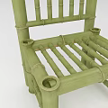 Green Bamboo Leisure Chair With Slat Back And Hand Tied Construction