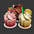 Vibrant Colorful Cupcakes with Strawberry Lemon and Cream Toppings and Fresh Fruit Decorations