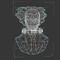 Stylized Elderly Male Game Character With Gray Hair Black Suit And Mechanical Neck Device