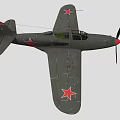Vintage Fighter Aircraft With Gray Body Red Star Emblems And Propeller Design