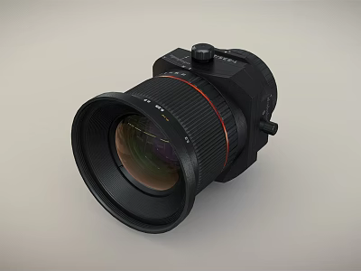 Professional Digital Camera Lens Large Aperture Black Design Red Line Accent Zoom Ring 3d model