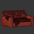 Modern Green and Light Gray Two-Seater Sofas With Soft Throw Pillows and Cozy Blankets 3d model
