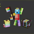 Colorful Pixel Block Style Train Model With Vibrant Design And Details
