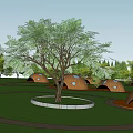 RV Park Garden Landscape With Green Lawns Trees RVs And Pathways