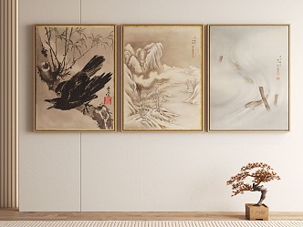 New Chinese Decorative Painting Flowers and Birds Landscape Fish Hanging Painting 3d model