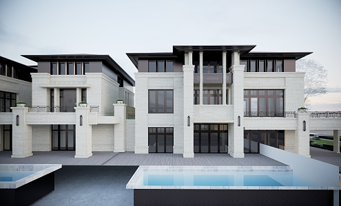 New Chinese Townhouse New Classical Villa 3d model