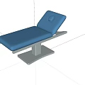 Blue Medical Treatment Table With Adjustable Backrest Round Headrest And Black Metal Frame