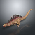 Realistic Dinosaur Character Model With Spiked Back Brown Skin Open Mouth And Long Tail