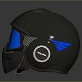 Futuristic Weapon Helmet With Blue Lens Goggles Starry Pattern Ventilation Holes And Side Structures