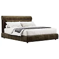 Modern Double Bed Design With Upholstered Headboard Neutral Bedding And Decorative Pillows