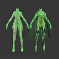 Futuristic Female Characters With Cybernetic Biomechanical Armor And Black Cloak Design