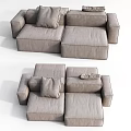 Modern Gray Sectional Sofa With Plush Cushions And Comfortable Seating Design 3d model