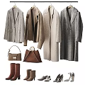 Stylish Winter Coats with Trendy Handbags and Leather Boots for Fashionable Outfits