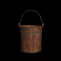 Tech Exhibition Hall Displaying Brown Bucket With Black Handle Green Interior And Stitched Details