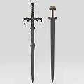 Medieval Decorative Weapons Black Swords With Intricate Design And Brown Hilt