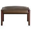 Stylish Dark Brown Leather Upholstered Sofa Stool With Wooden Legs Modern Design