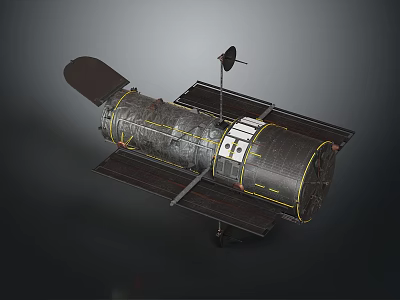 Metallic Cylindrical Spacecraft Module With Solar Panels Antenna And Structural Panels 3d model