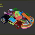 Modern Sporty Orange Black Blue Kart Design With Stylish Steering Wheel Seat And LED Wheels