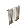 Striped Beige And Brown Curtains With White Sheer For Grid Window Interior
