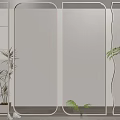 Modern Linear Room Divider With White Frame And Indoor Plants For Interior Decoration