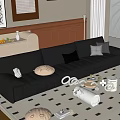 modern three-seat sofa cream home 3d model