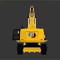 Yellow CAT Tracked Excavator With Front Bucket And Reflective Surface 3d model
