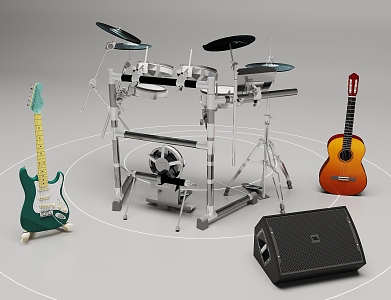 Musical Instrument Drums Guitar 3d model