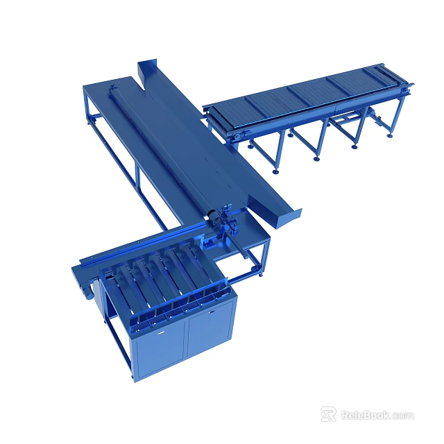 Blue Industrial Conveyor System Mechanical Structure With Conveyor Belts And Support Frames 3d model