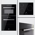 Modern Built in Black Kitchen Appliances With Oven Induction Cooktop And Control Panel