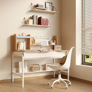 Children's Study Table Storage Shelf Writing Desk 3d model
