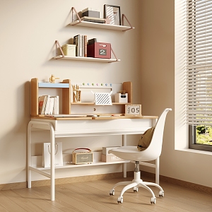 Children's Study Table Storage Shelf Writing Desk 3d model