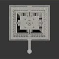 Modern Architectural Model With Geometric Structure Step-like Layers Tower Elements Key-shaped Accessory And Square Base