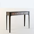 Elegant Modern Entryway Console Table With Dark Wood Finish Two Drawers And Slim Metal Legs