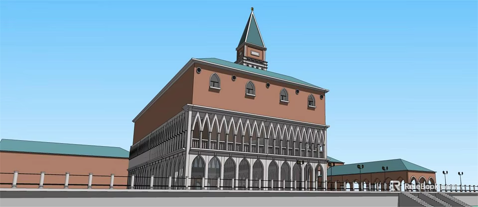 Ancient Historical Architecture Featuring Tower Arched Windows Traditional Roof And Classical Design 3d model 