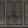 Modern Interior Stylish Partition Designs With Transparent Grid And Green Plants
