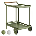 Green Two Tier Metal Rolling Cart With Circular Hole Design For Modern Spaces