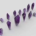 Multiple Amethyst Crystals Showcased On White Background With Various Shapes
