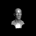 Realistic 3D Male Head Model Rendering With Metallic Texture And Black Background 3d model
