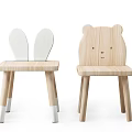 Wooden Kids Table Set With Bear Shaped Chairs And Rabbit Ear Chair