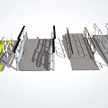Metal Fencing Designs With Safety Railings And Yellow Warning Strips